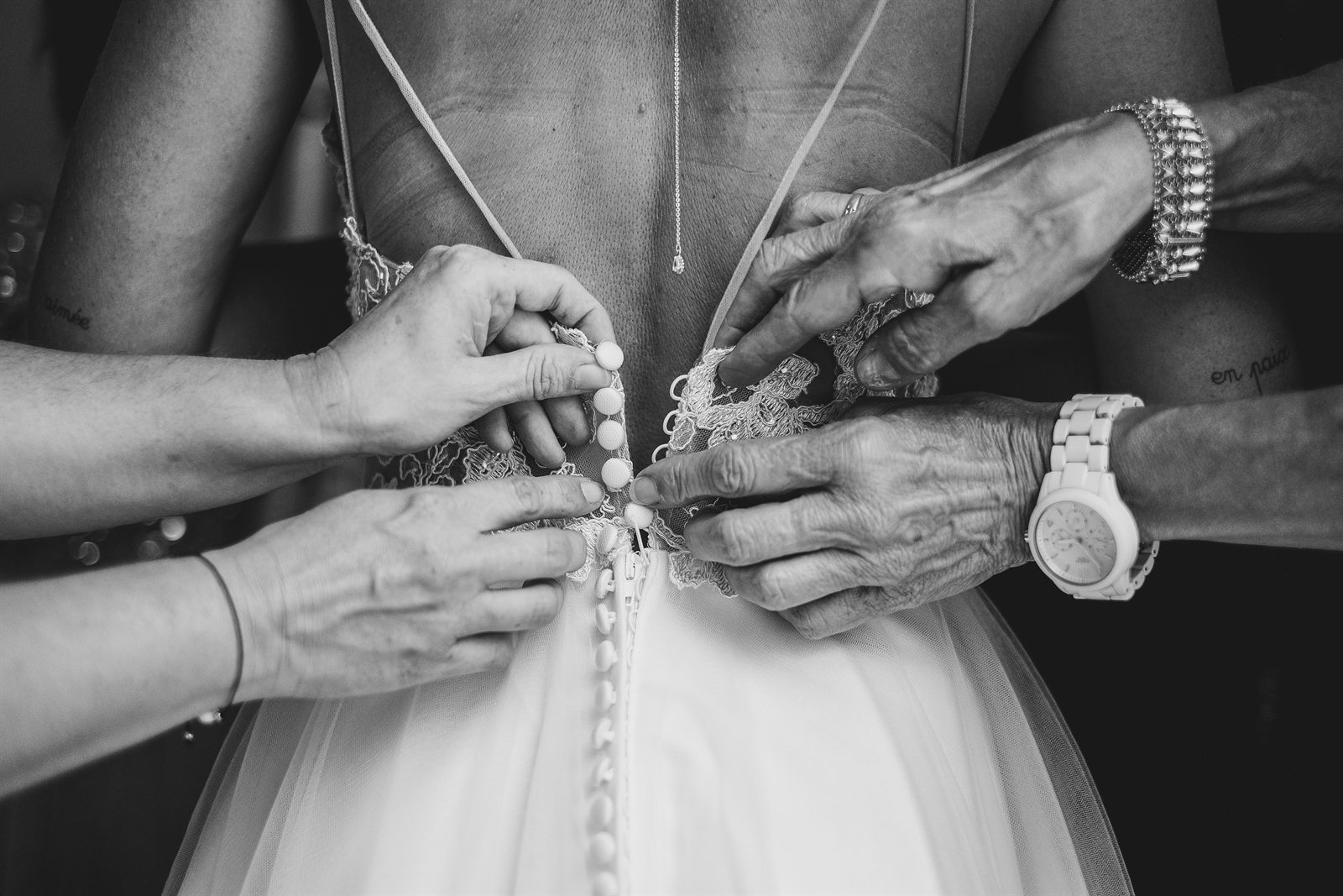 Mariage Côte d'Azur — noir et blanc documentaire